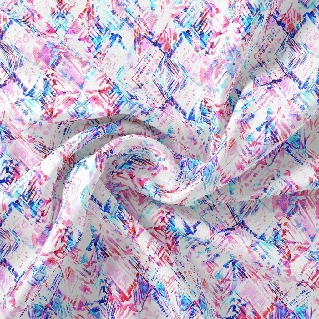 Geometric Colourful Water paint Digital Printed Fabric - Pure Georgette - FAB VOGUE Studio®