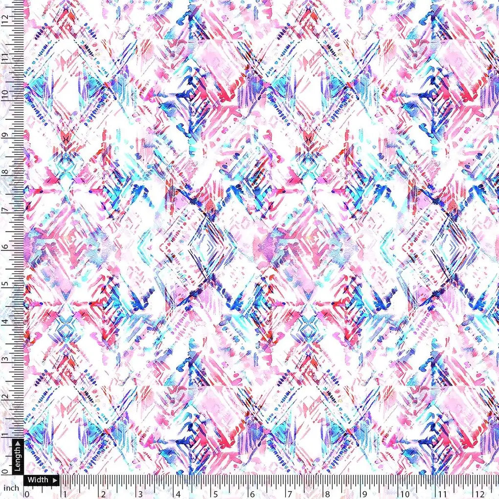 Geometric Colourful Water paint Digital Printed Fabric - Pure Georgette - FAB VOGUE Studio®