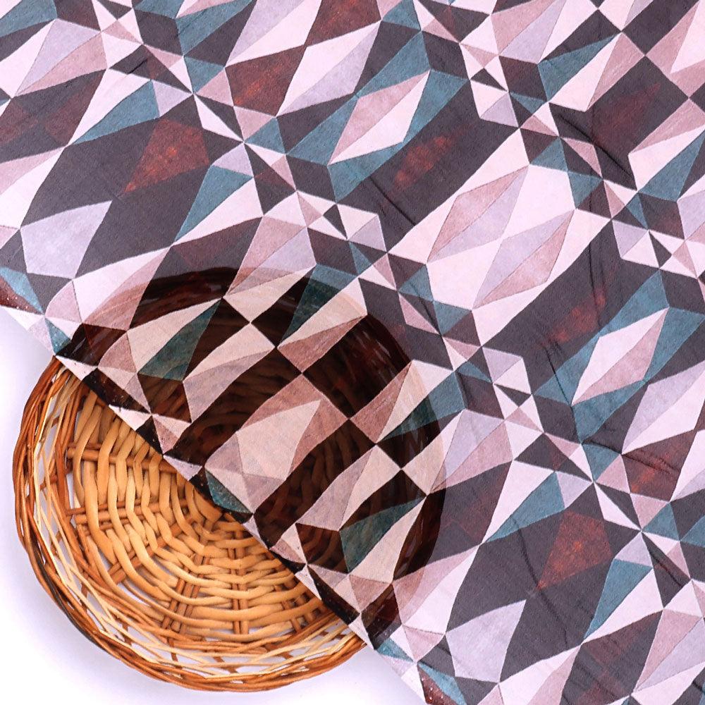 Seamless Lattice Multicolour Repeat Digital Printed Fabric - Pure Georgette - FAB VOGUE Studio®