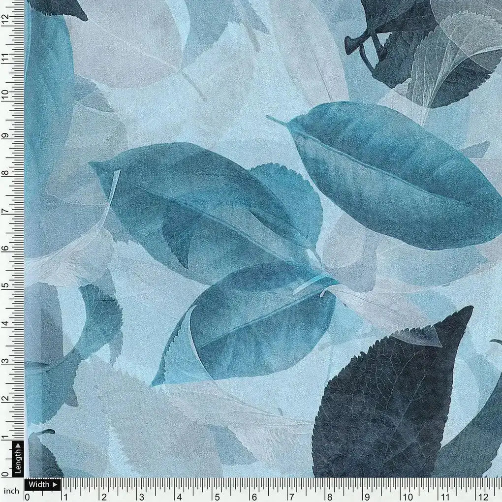 Light Blue Leaves Printed Pure Georgette Fabric – pg 0 ta011082p4 110 light blue leaves printed pure georgette fabric 4