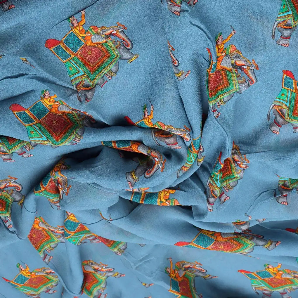 Traditional Elephant Motif Digital Printed Fabric - Pure Georgette – pg 0 ta01133 110 traditional elephant motif digital printed fabric pure georgette 3
