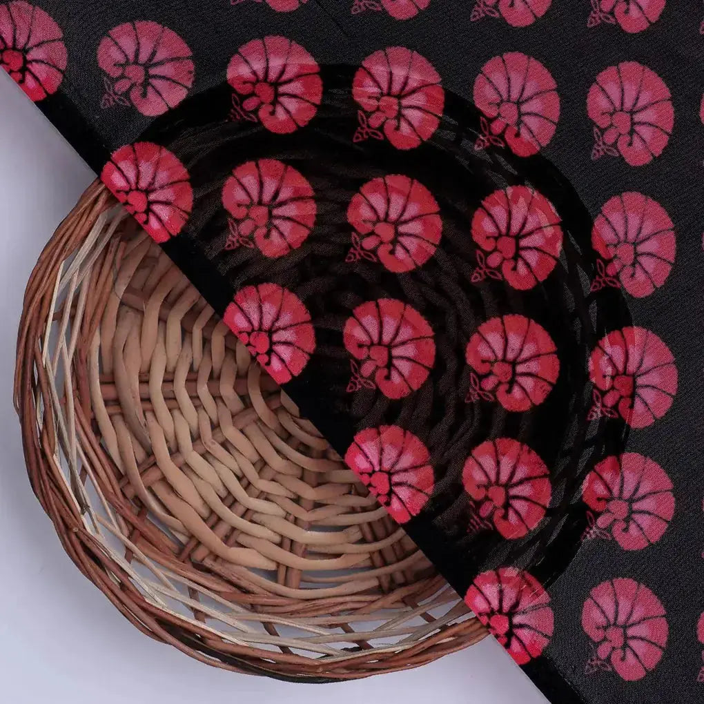 Beautiful Red Floral Over Dark Blue Base Printed Fabric – pg 0 ta01245 110 beautiful red floral over dark blue base printed fabric 2