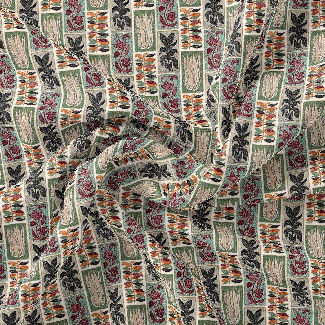 Funky Jungle Flower Vintage Digital Printed Fabric - Pure Georgette - FAB VOGUE Studio®