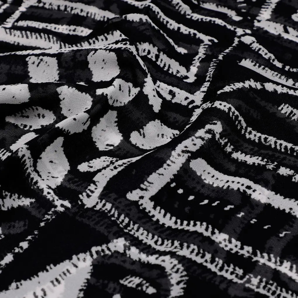 French Black And White Ghost Digital Printed Fabric - Pure Georgette – pg 0 ta0150 110 french black and white ghost digital printed fabric pure georgette 3
