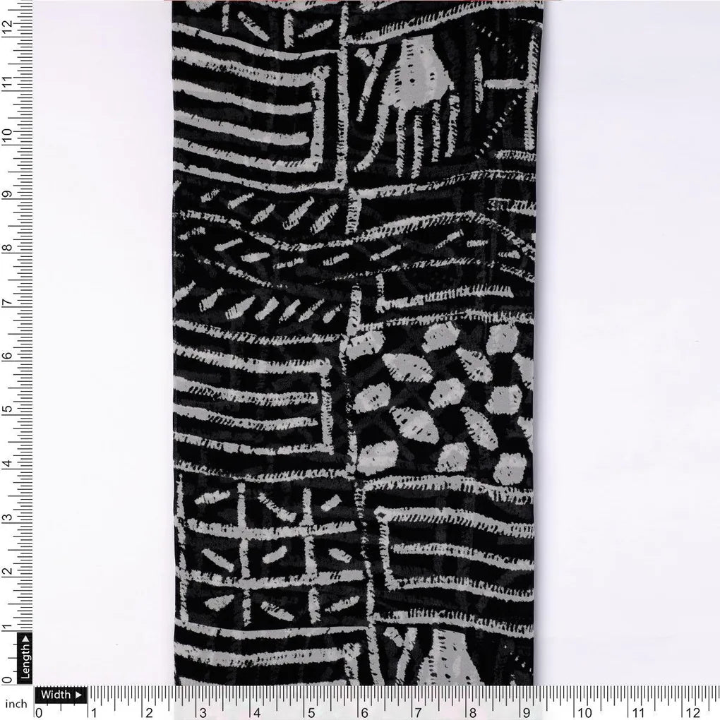 French Black And White Ghost Digital Printed Fabric - Pure Georgette – pg 0 ta0150 110 french black and white ghost digital printed fabric pure georgette 4
