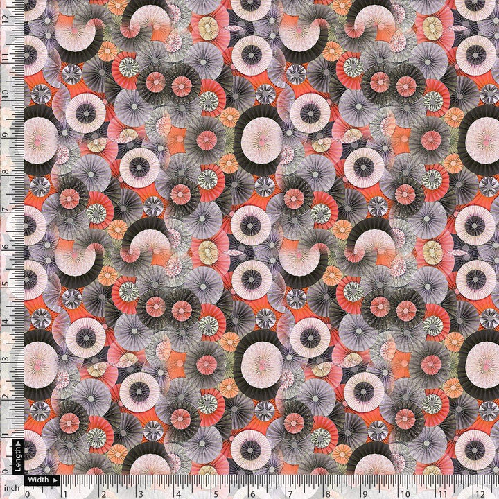 Glam Polished Multicolour Rounded Digital Printed Fabric - Pure Georgette - FAB VOGUE Studio®