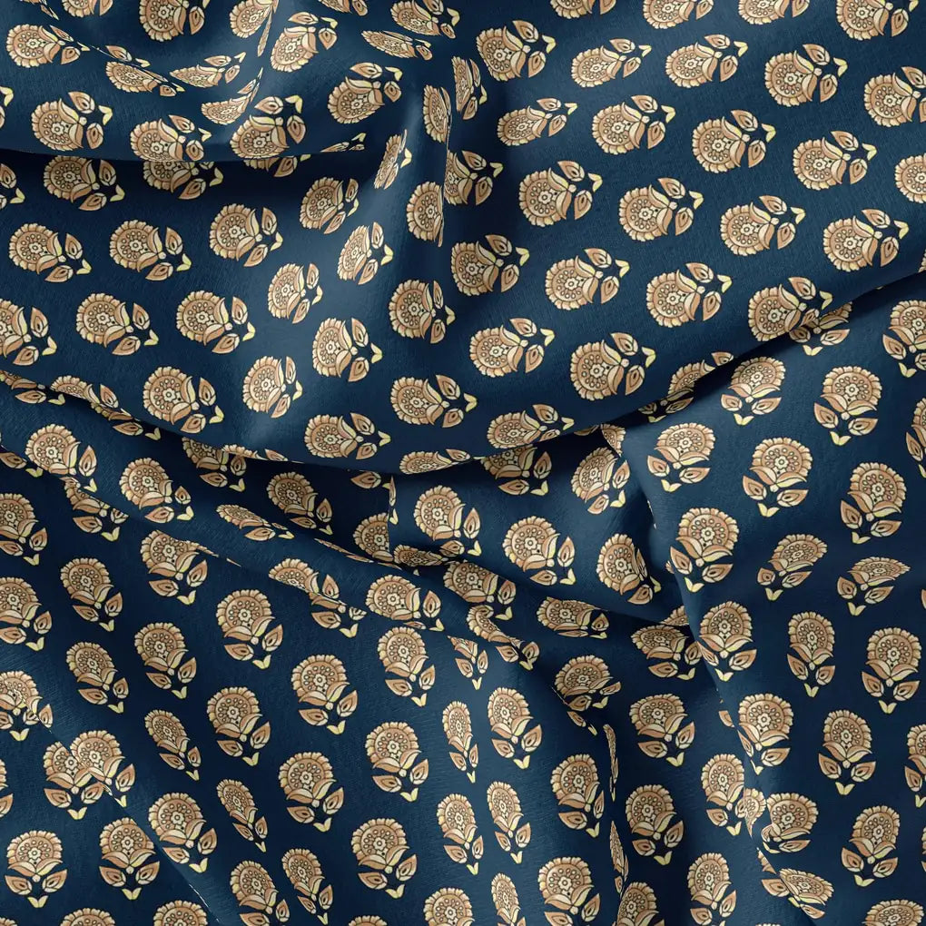 Simply Gradient Sunflower With Blue Background Digital Printed Fabric - Pure Georgette – pg 0 ta0168 110 simply gradient sunflower with blue background digital printed fabric pure georgette 3