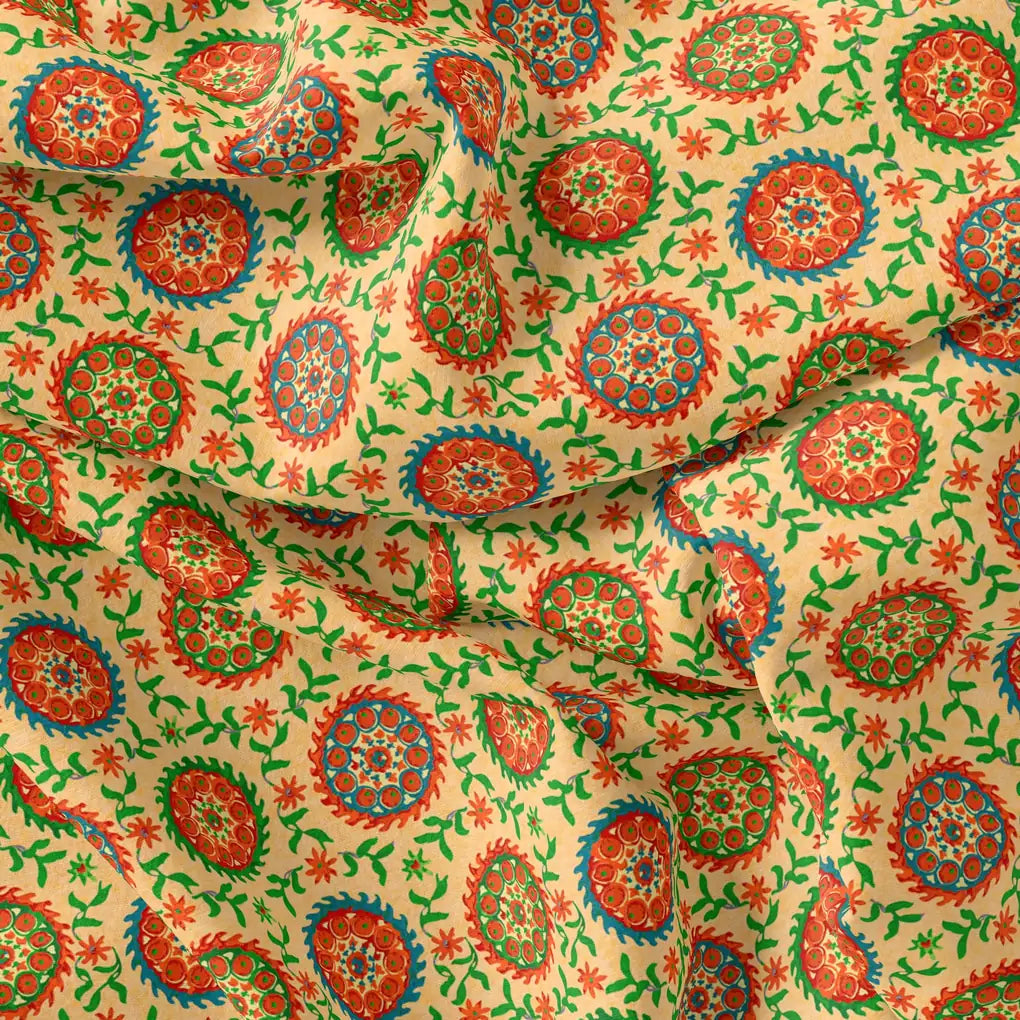 Watercolour Paint Suzani Pattern Digital Printed Fabric - Pure Georgette – pg 0 ta0171 110 watercolour paint suzani pattern digital printed fabric pure georgette 3