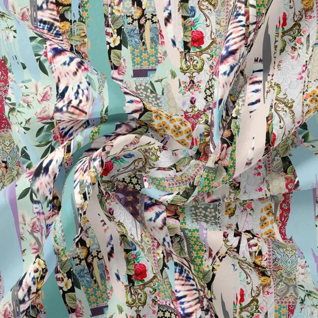 Watercolour Paint Art With Pattern Digital Printed Fabric - Pure Georgette – pg 0 ta0221 110 watercolour paint art with pattern digital printed fabric pure georgette 1