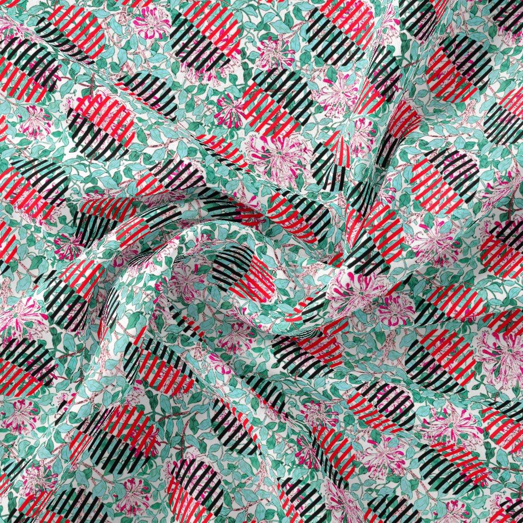 Romantic Valley Of Pink Flower Digital Printed Fabric - Pure Georgette - FAB VOGUE Studio®