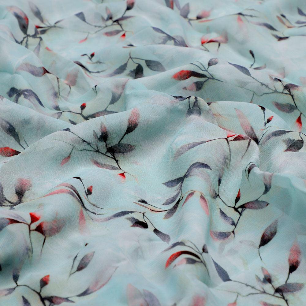 Bluish Thin And Light Leaves Digital Printed Fabric - Pure Georgette – pg 0 ta05861p2 110 bluish thin and light leaves digital printed fabric pure georgette 3