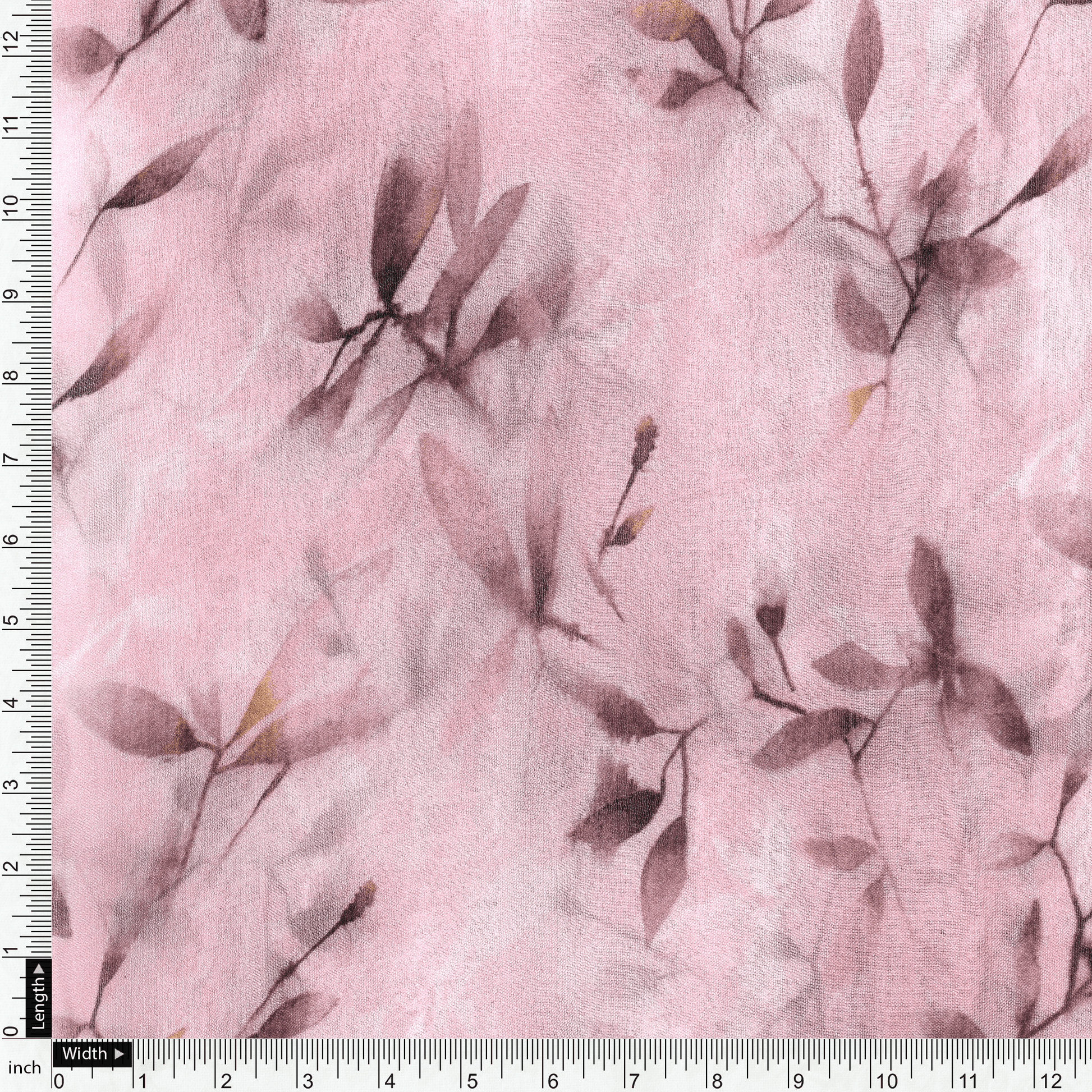 Pinkish Thin And Light Leaves Digital Printed Fabric - Pure Georgette - FAB VOGUE Studio®