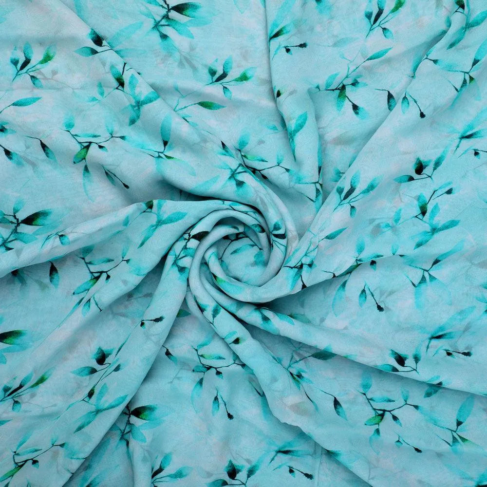 Attractive Sky Blue Leaves Digital Printed Fabric - Pure Georgette – pg 0 ta05861p5 110 attractive sky blue leaves digital printed fabric pure georgette 1