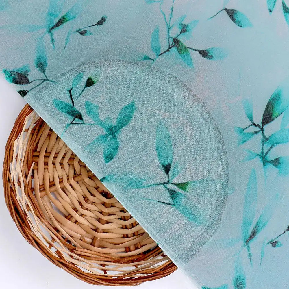 Attractive Sky Blue Leaves Digital Printed Fabric - Pure Georgette – pg 0 ta05861p5 110 attractive sky blue leaves digital printed fabric pure georgette 2