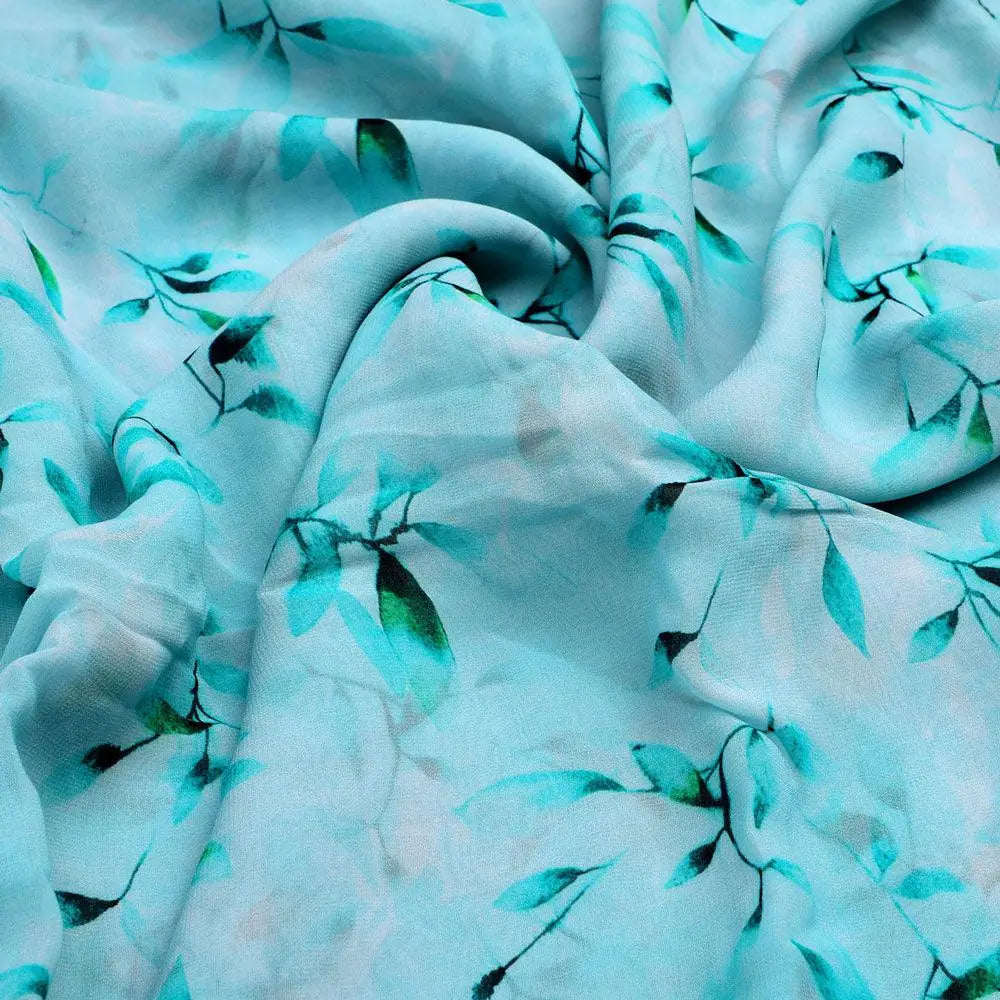 Attractive Sky Blue Leaves Digital Printed Fabric - Pure Georgette – pg 0 ta05861p5 110 attractive sky blue leaves digital printed fabric pure georgette 3