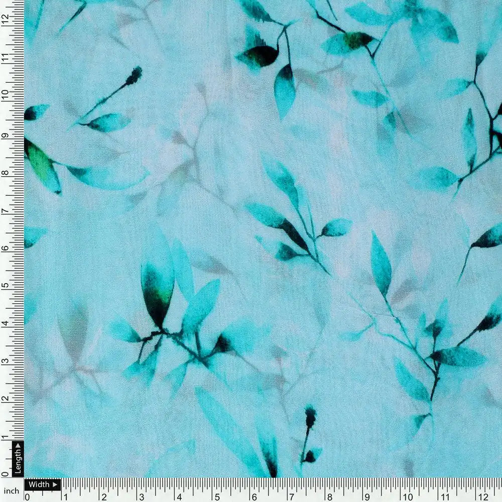 Attractive Sky Blue Leaves Digital Printed Fabric - Pure Georgette – pg 0 ta05861p5 110 attractive sky blue leaves digital printed fabric pure georgette 4