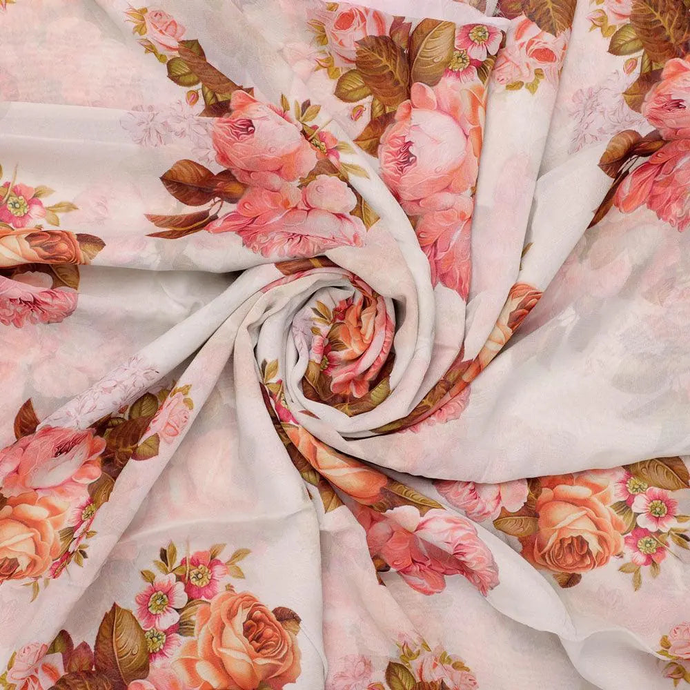 Beautiful Floral Golden Roses With Shiny Digital Printed Fabric - Pure Georgette – pg 0 ta06100a 110 beautiful floral golden roses with shiny digital printed fabric pure georgette 1