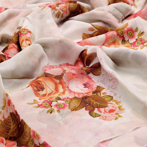 Beautiful Floral Golden Roses With Shiny Digital Printed Fabric - Pure Georgette – pg 0 ta06100a 110 beautiful floral golden roses with shiny digital printed fabric pure georgette 3