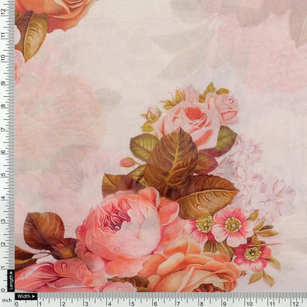 Beautiful Floral Golden Roses With Shiny Digital Printed Fabric - Pure Georgette – pg 0 ta06100a 110 beautiful floral golden roses with shiny digital printed fabric pure georgette 4