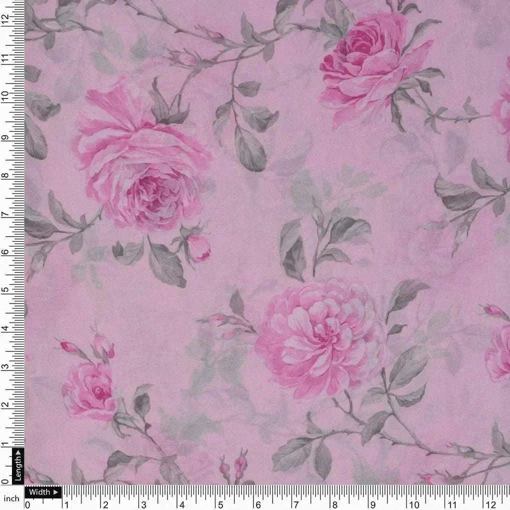 Pink Rose Allover Digital Printed Fabric - Pure Georgette – pg 0 ta06118p2 110 pink rose allover digital printed fabric pure georgette 4