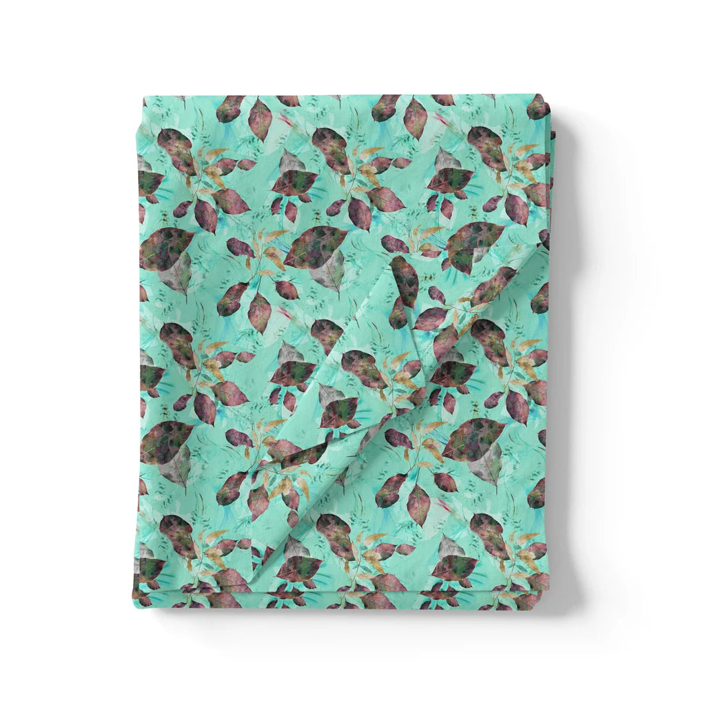 Watercolour Autumnal Leaves With Green Sprinkle Digital Printed Fabric - Pure Georgette – pg 0 ta06364b 110 watercolour autumnal leaves with green sprinkle digital printed fabric pure georgette 3