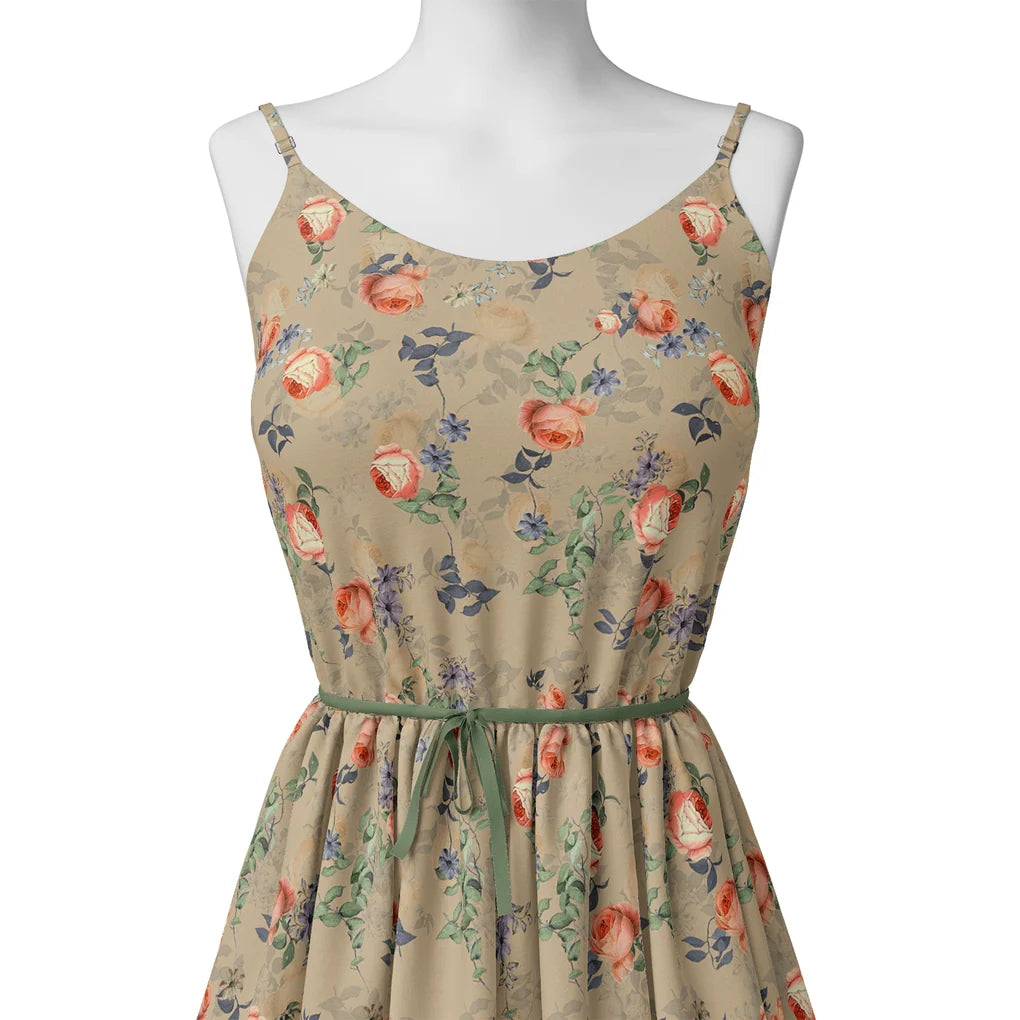 Blooming Orange Roses With Purple Floral Digital Printed Fabric - Pure Georgette – pg 0 ta06659p4 110 blooming orange roses with purple floral digital printed fabric pure georgette 2