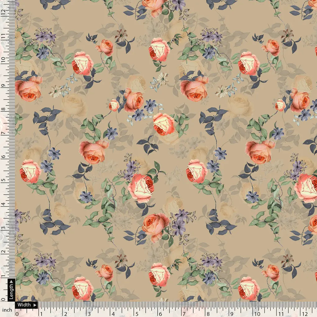 Blooming Orange Roses With Purple Floral Digital Printed Fabric - Pure Georgette – pg 0 ta06659p4 110 blooming orange roses with purple floral digital printed fabric pure georgette 5