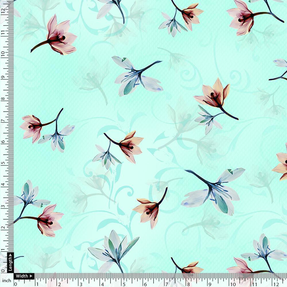 Brown Floating Flower On Rama Green Digital Printed Fabric  - Pure Georgette – pg 0 ta06994p1 110 brown floating flower on rama green digital printed fabric pure georgette 4