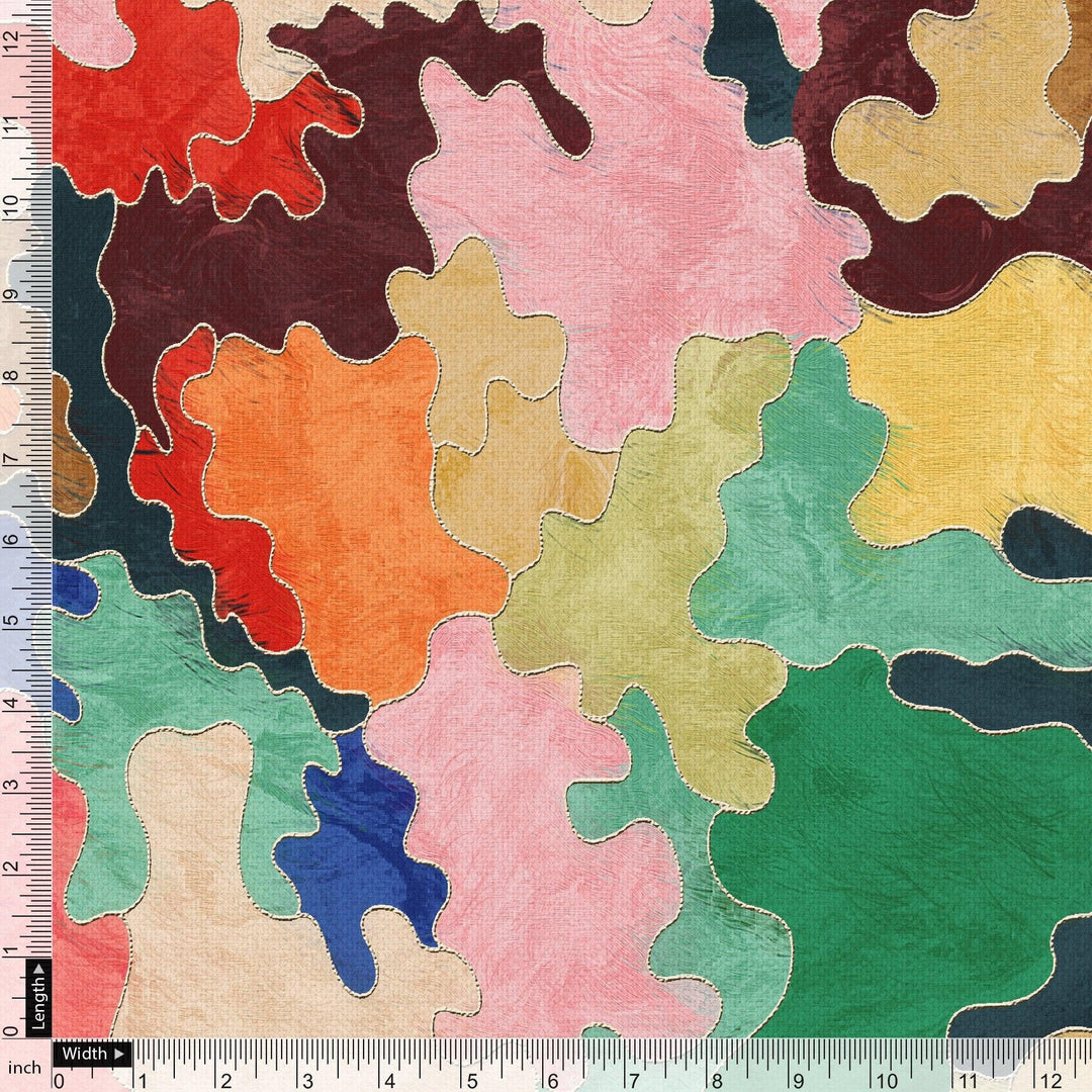 Multicolor Jigsaw Type Digital Printed Fabric - FAB VOGUE Studio®