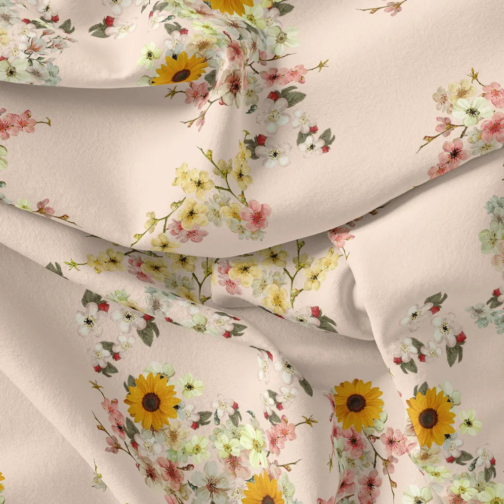 Decorative Multicolour Sunflower Digital Printed Fabric - Pure Georgette – pg 0 ta07140 110 decorative multicolour sunflower digital printed fabric pure georgette 4