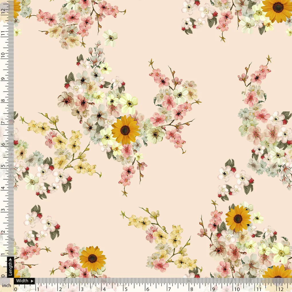 Decorative Multicolour Sunflower Digital Printed Fabric - Pure Georgette – pg 0 ta07140 110 decorative multicolour sunflower digital printed fabric pure georgette 5