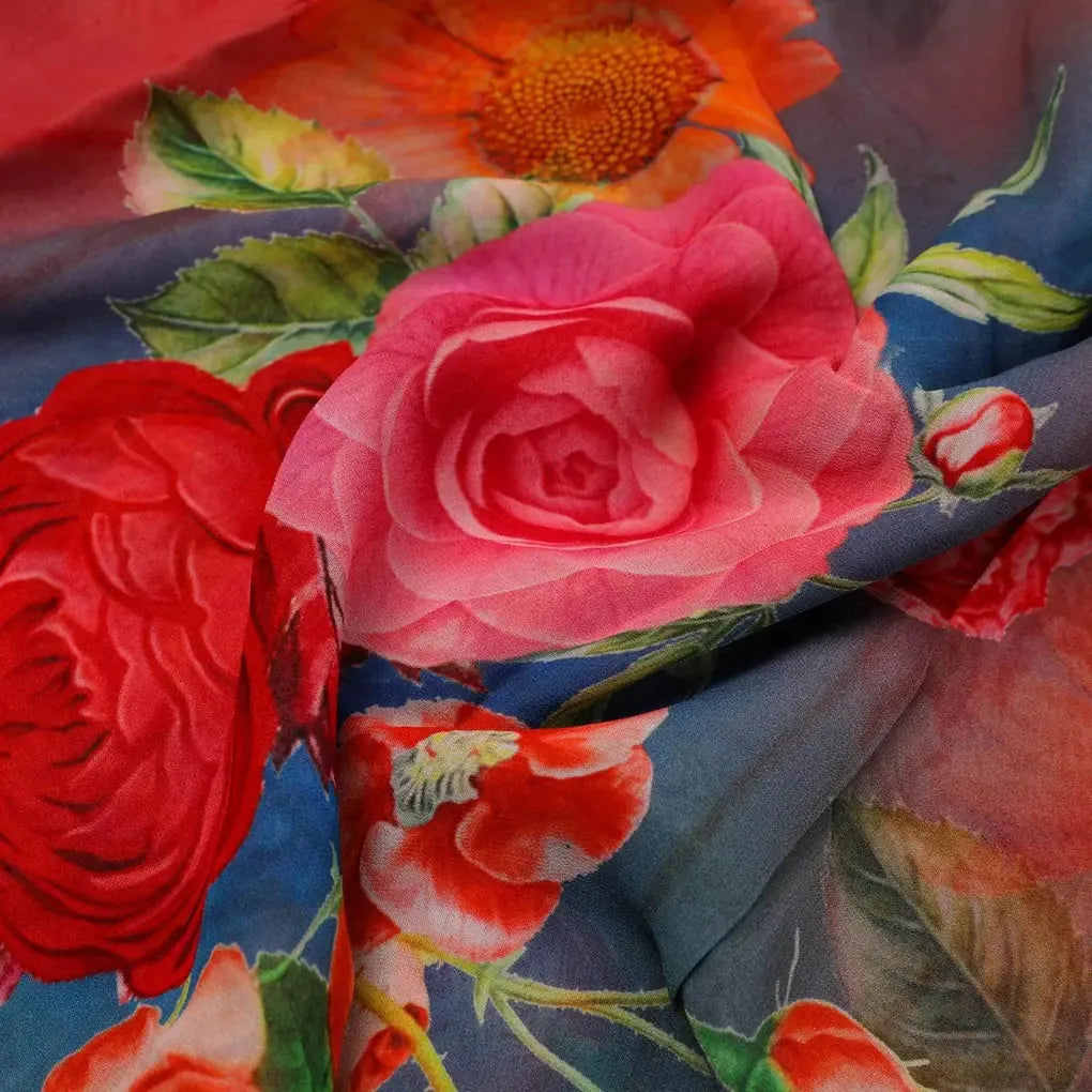 Huge Realistic Flowers Digital Printed Fabric  - Pure Georgette – pg 0 ta07202l4 110 huge realistic flowers digital printed fabric pure georgette 3