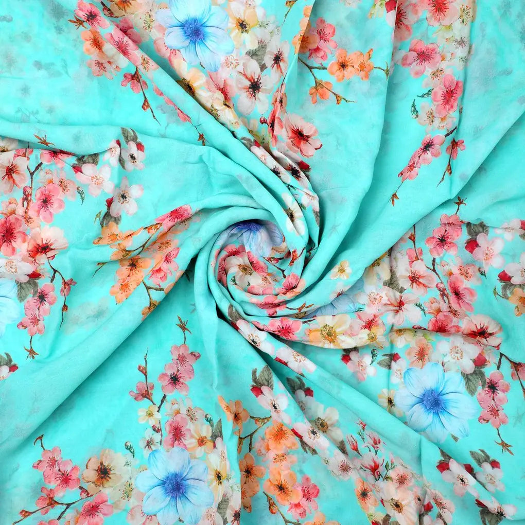 Lovely Geranium Flower Digital Printed Fabric - Pure Georgette – pg 0 ta07214p5 110 lovely geranium flower digital printed fabric pure georgette 1