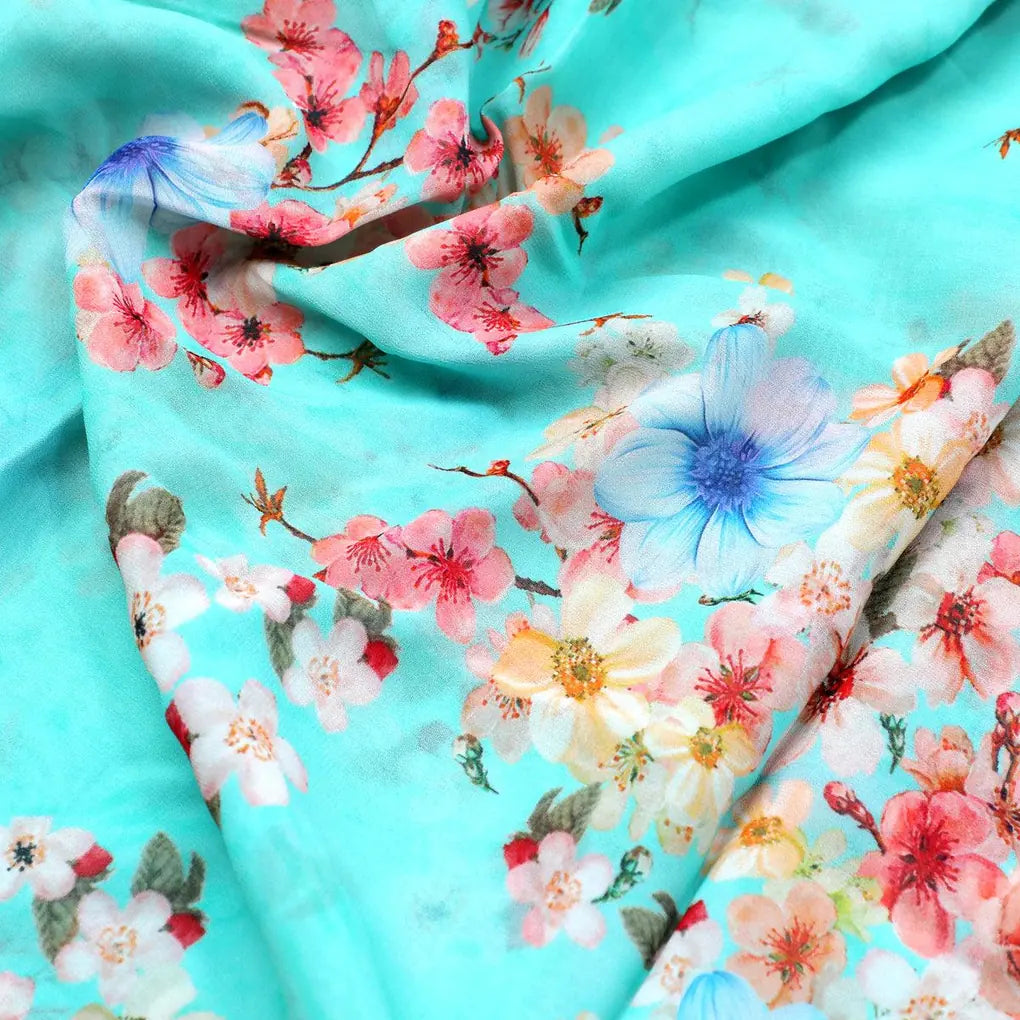 Lovely Geranium Flower Digital Printed Fabric - Pure Georgette – pg 0 ta07214p5 110 lovely geranium flower digital printed fabric pure georgette 3