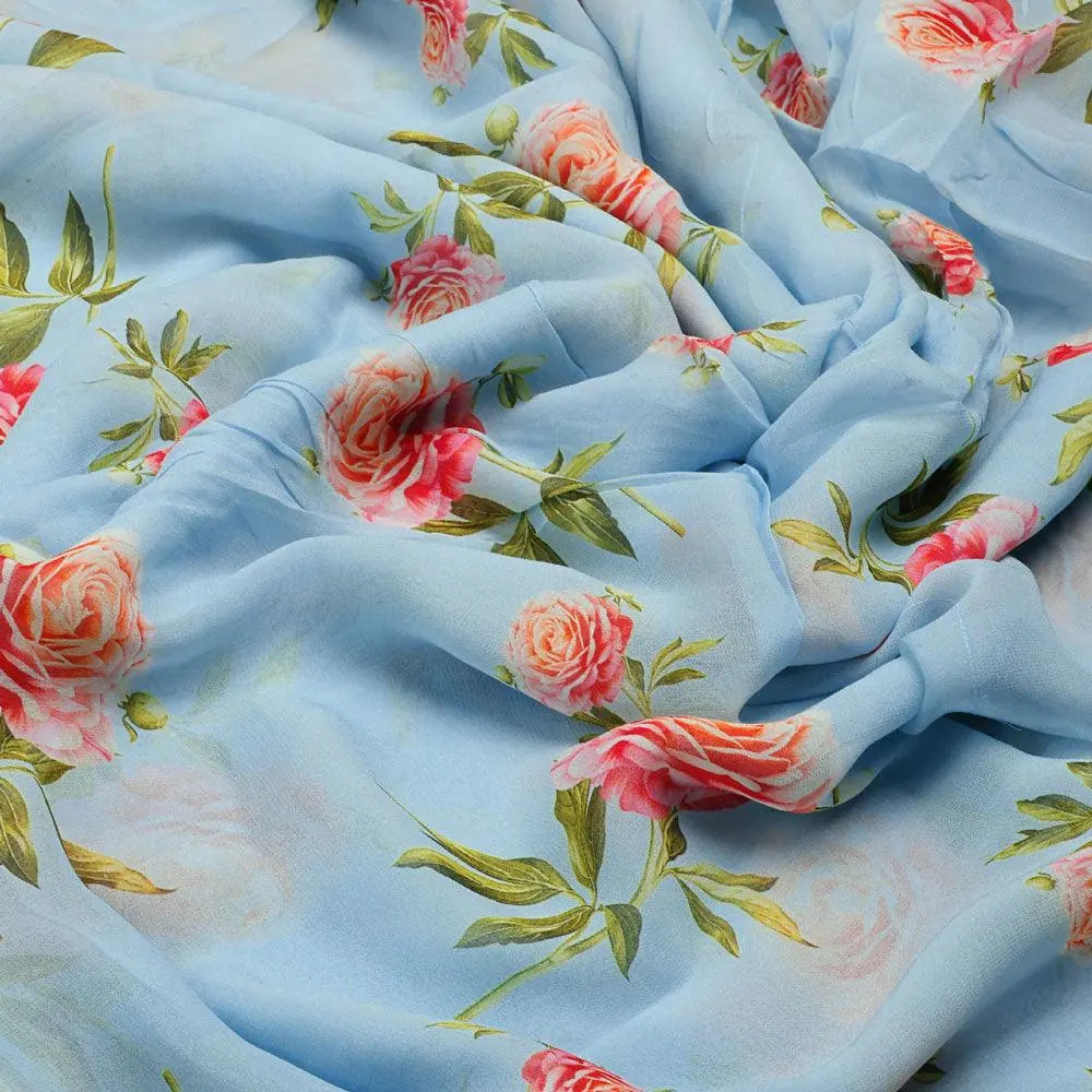 Skyblue Flower Pure Georgette Printed Fabric – pg 0 ta07217p3 110 skyblue flower pure georgette printed fabric 3