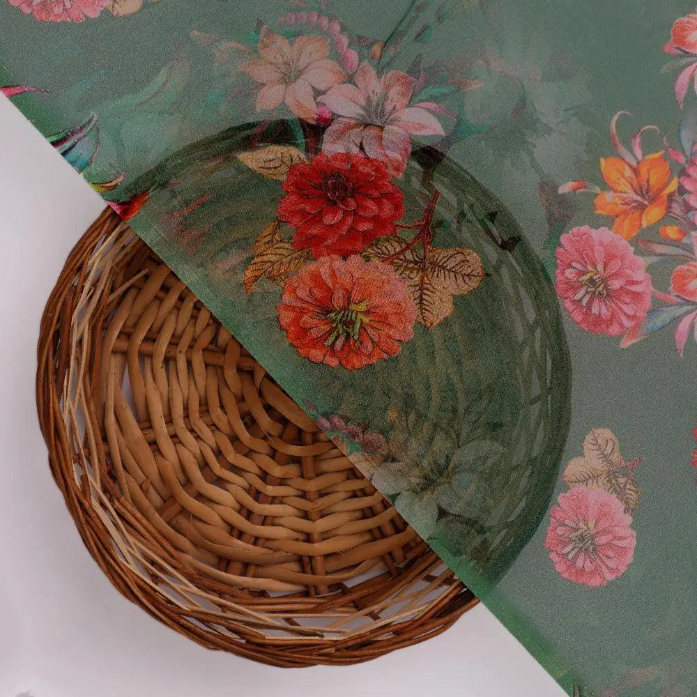 Lovely Chrysanthemum With Multi Flower Printed Fabric - Pure Georgette – pg 0 ta07392p1 110 lovely chrysanthemum with multi flower printed fabric pure georgette 2