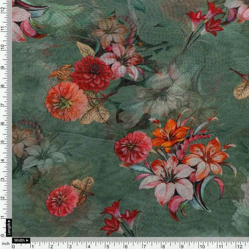 Lovely Chrysanthemum With Multi Flower Printed Fabric - Pure Georgette – pg 0 ta07392p1 110 lovely chrysanthemum with multi flower printed fabric pure georgette 4