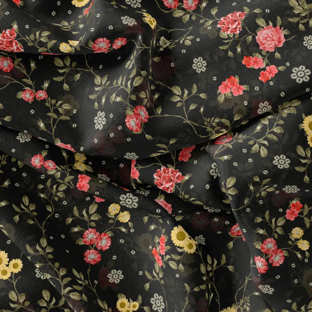 Beautiful Calico Flower With Branch Digital Printed Fabric - Pure Georgette – pg 0 ta075015p 110 beautiful calico flower with branch digital printed fabric pure georgette 4