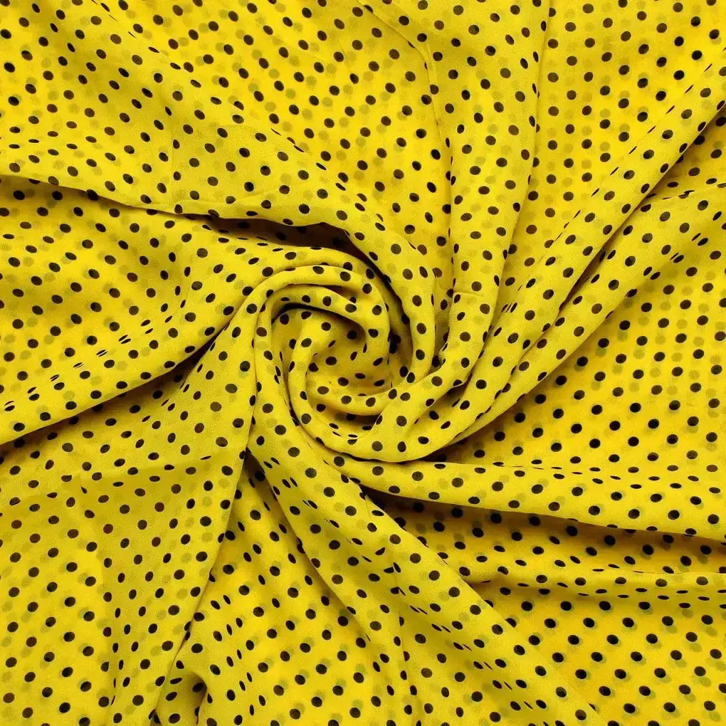 Yellow Polka Dot Digital Printed Fabric - Pure Georgette – pg 0 ta07619p2 110 yellow polka dot digital printed fabric pure georgette 1