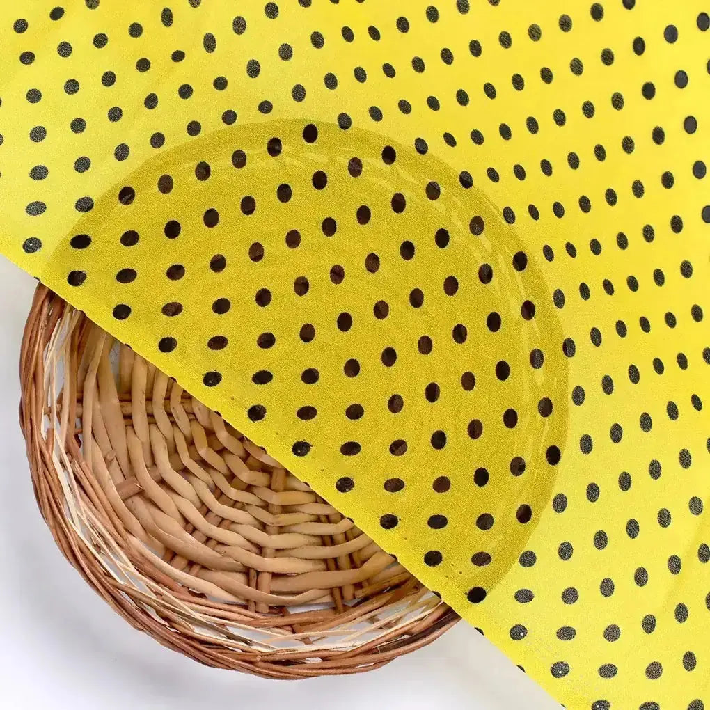 Yellow Polka Dot Digital Printed Fabric - Pure Georgette – pg 0 ta07619p2 110 yellow polka dot digital printed fabric pure georgette 2