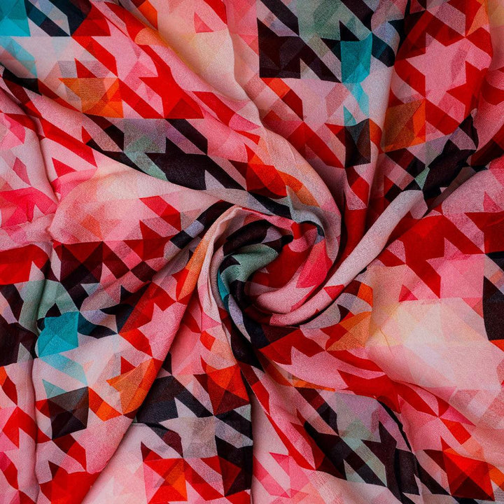 Attractive Multicolor Abstract Pattern Digital Printed Fabric - Pure Georgette - FAB VOGUE Studio®