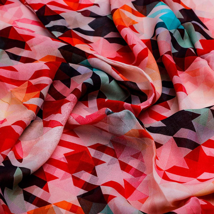 Attractive Multicolor Abstract Pattern Digital Printed Fabric - Pure Georgette - FAB VOGUE Studio®