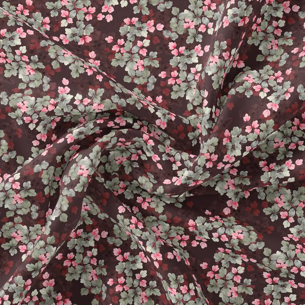 Beautiful Pink With Grey Leaves Digital Printed Fabric - Pure Georgette – pg 0 ta07717p2 110 beautiful pink with grey leaves digital printed fabric pure georgette 1