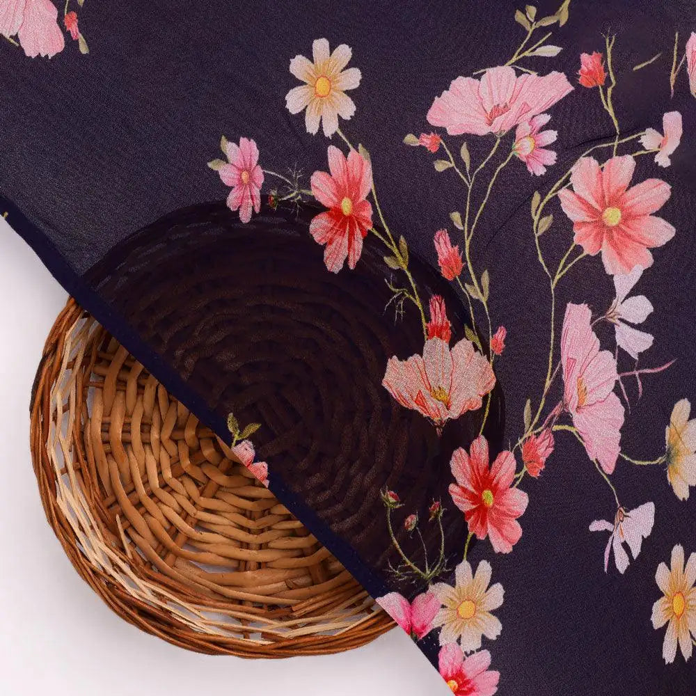 Tiny Colorfull Orchids Floral With Blue Background Digital Printed Fabric - Pure Georgette – pg 0 ta07814p1 110 tiny colorfull orchids floral with blue background digital printed fabric pure georgette 2