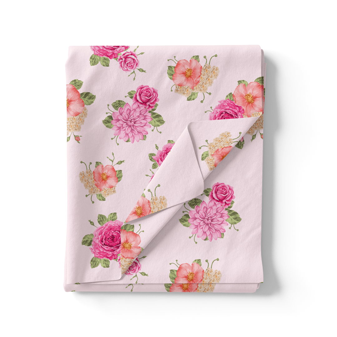 Simple And Beautiful Roses With Pink Lotus Digital Printed Fabric - Pure Georgette - FAB VOGUE Studio®