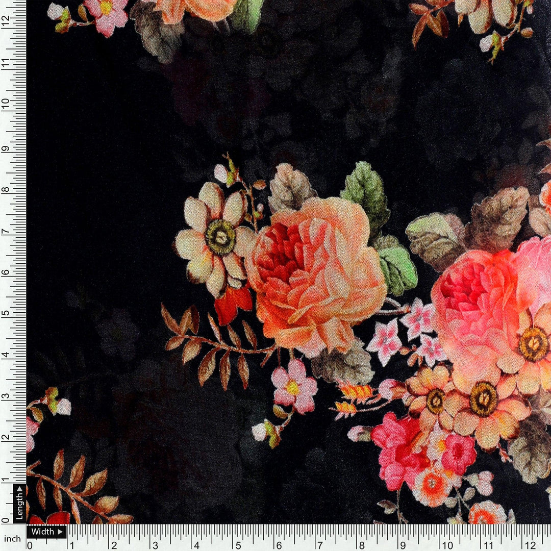 Unique Seamless Multitype Flower Digital Printed Fabric - Pure Georgette - FAB VOGUE Studio®