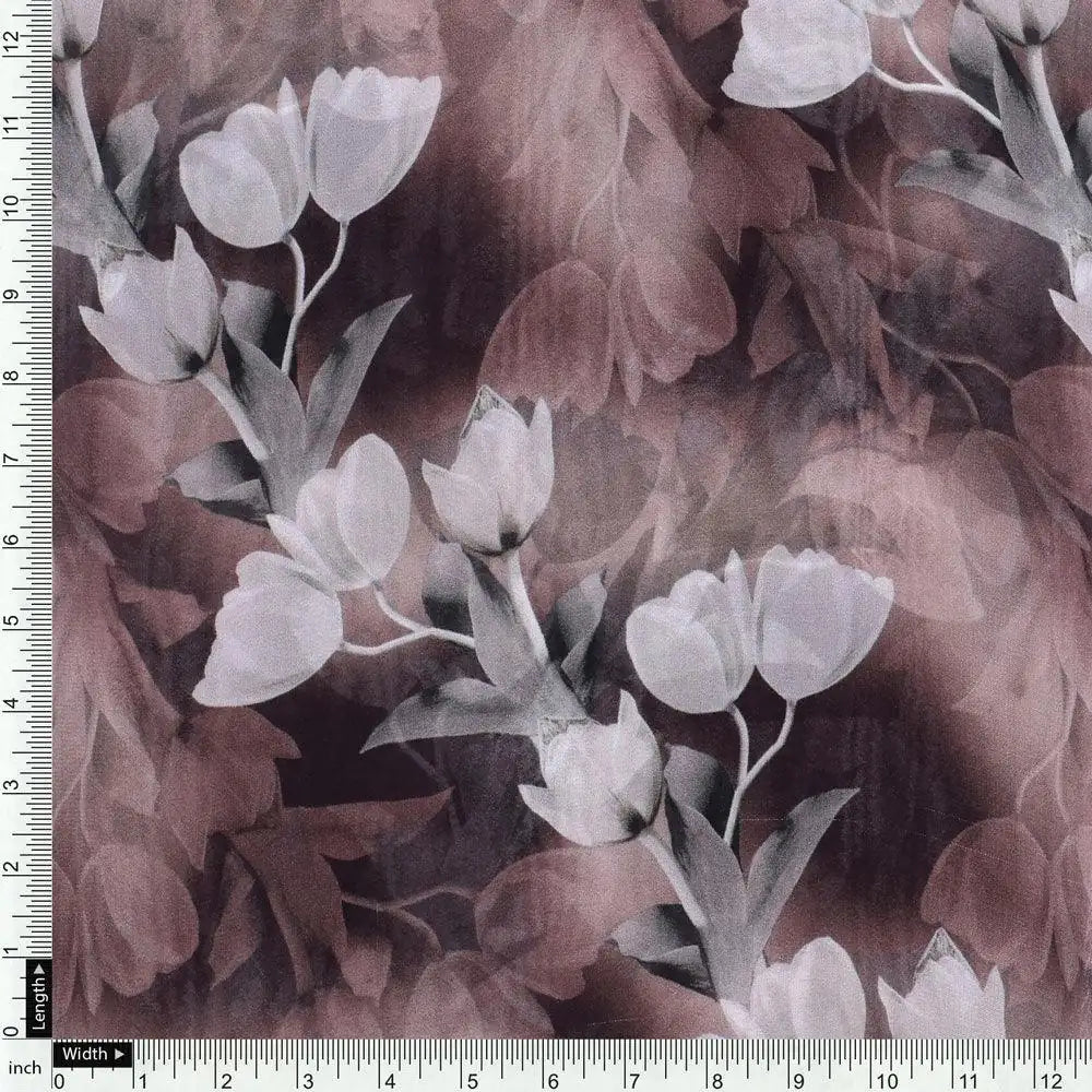 Watercolor Blooming Flower Brown Flower Digital Printed Fabric - Pure Georgette – pg 0 ta08146p3 110 watercolor blooming flower brown flower digital printed fabric pure georgette 4