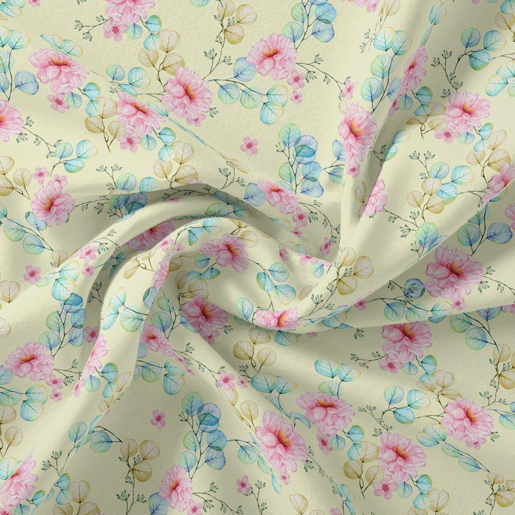Peony Pink Flower Seamless Pattern Digital Printed Fabric - Pure Georgette - FAB VOGUE Studio®