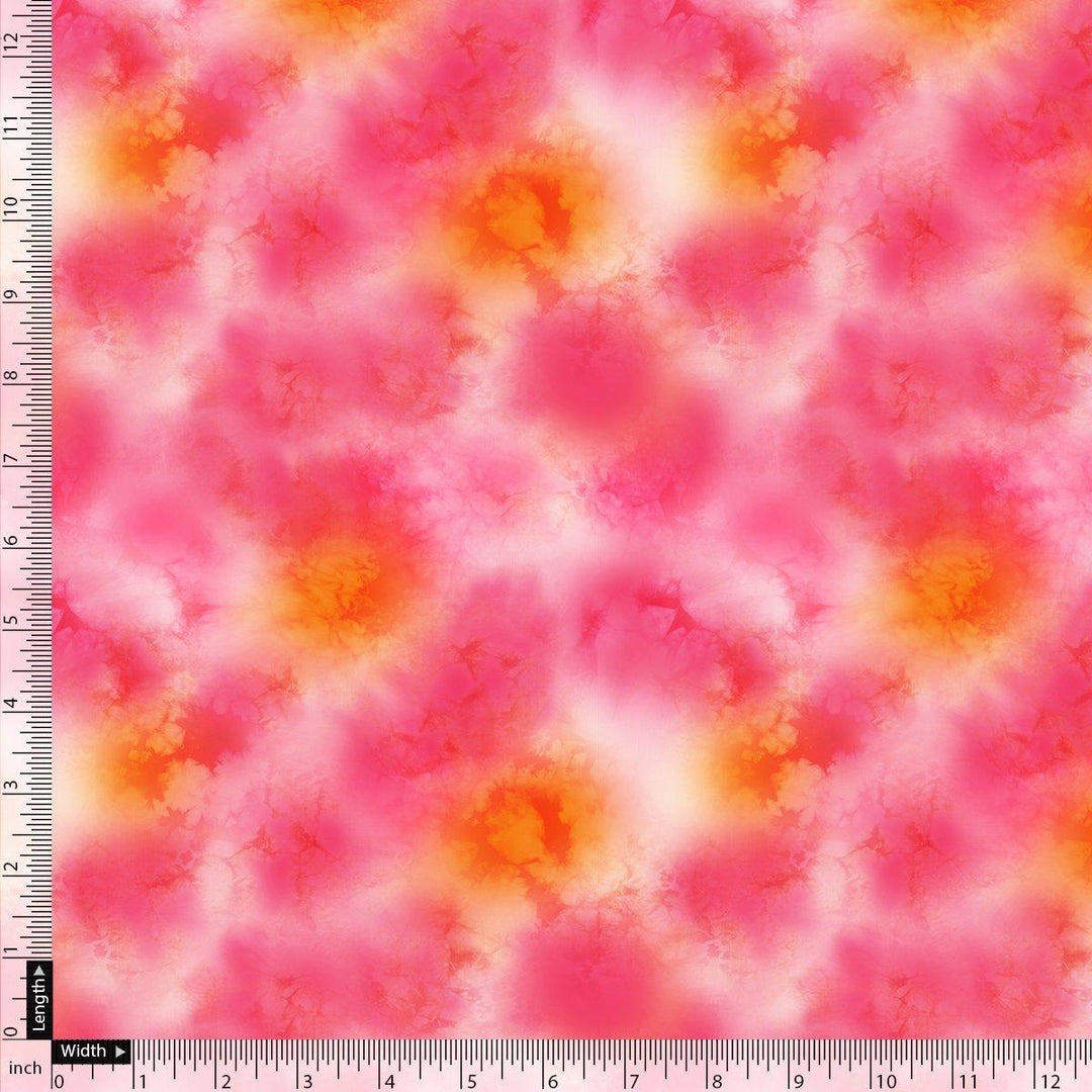 Morden Spotted Pink & Orange Digital Printed Fabric - Pure Georgette - FAB VOGUE Studio®