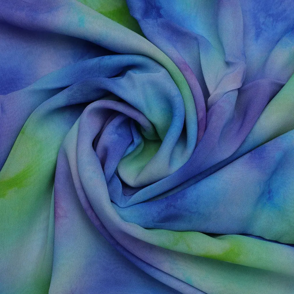 Classic Spotted Blue & Green Digital Printed Fabric - Pure Georgette – pg 0 ta08260p2 110 classic spotted blue and green digital printed fabric pure georgette 1